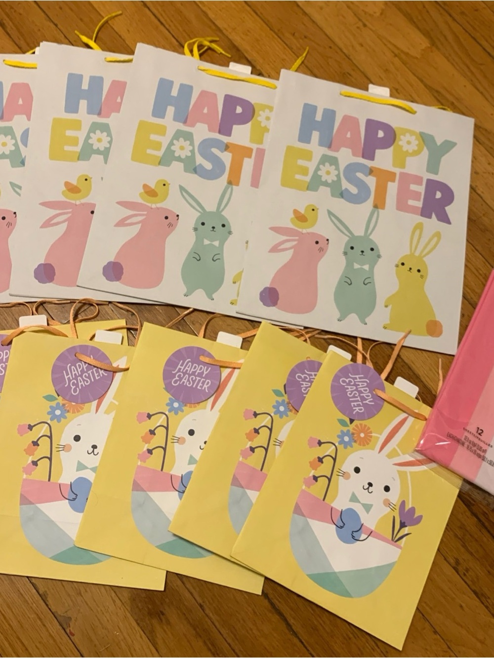 Happy Easter Bunny Gift Bags - Yellow & Pastel